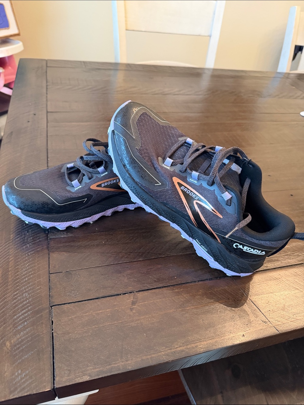 Brooks Women's Trail Running Shoes - Black with Purple and Orange Trim